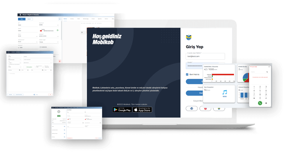 MobiKoB CRM Programı Tüm Ekranlar