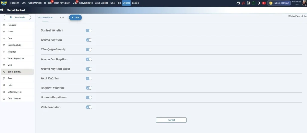 sanal santral yetkilendirme yetki grupları